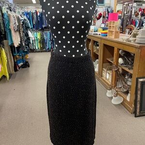 St John Couture Black and Brown Rhinestoned Skirt